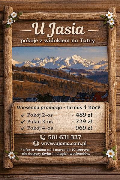 wiosenna promocja - pokoje blisko term Gorący Potok- Szaflary